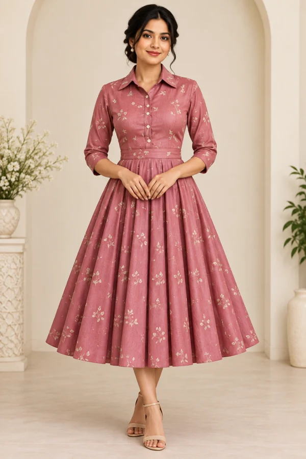 Marvelle Shirt 1940s vintage shirt party dress front view