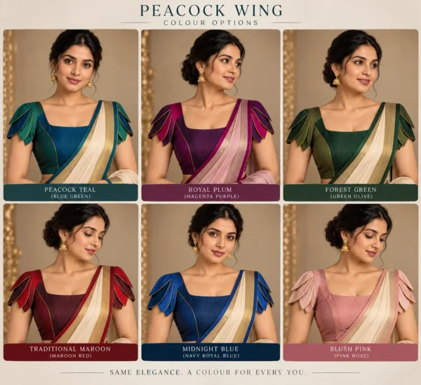 Peacock Wing Fusion Saree Blouse | Deepavali Designer Blouse