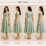 Rosalie Bow vintage bow party dress with fitted bodice and flared midi skirt