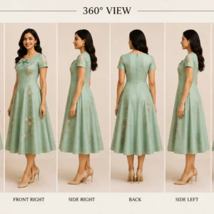 Rosalie Bow vintage bow party dress with fitted bodice and flared midi skirt