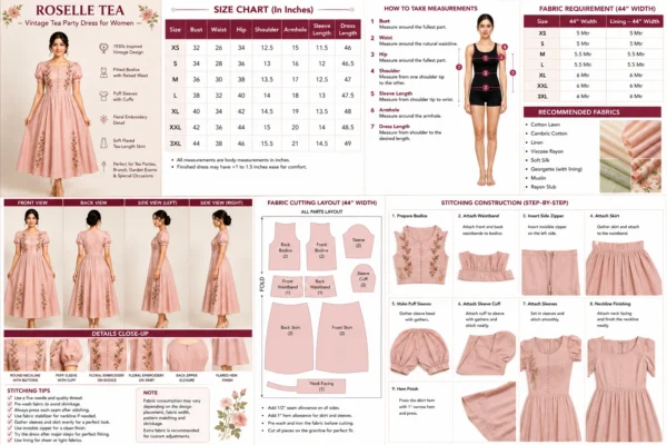 Roselle Tea Vintage Tea Party Dress for Women