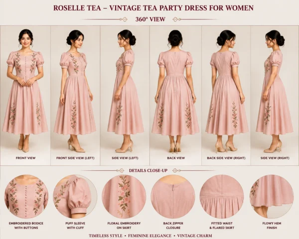 Roselle Tea Vintage Tea Party Dress for Women
