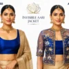 Royal Blue Lotus Bloom Invisible Aari Jacket sleeve embroidery