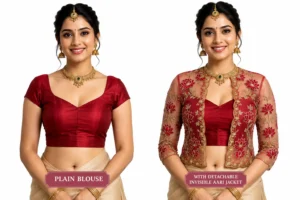 Ruby Red Lotus Bloom Invisible Aari Jacket