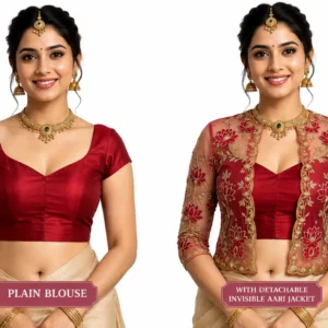 Ruby Red Lotus Bloom Invisible Aari Jacket