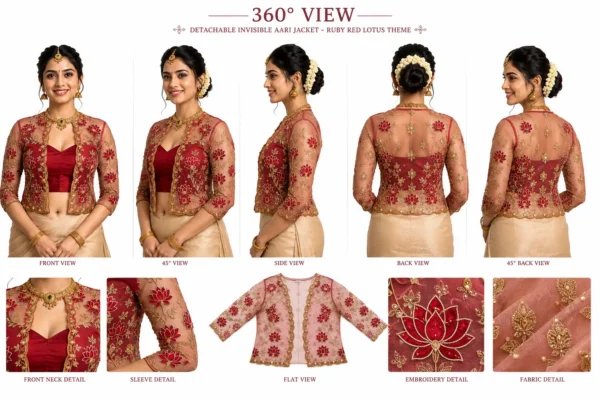 Ruby Red Lotus Bloom Invisible Aari Jacket