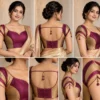 Vanki Arc Deepavali fusion saree blouse in wine and gold