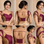 Vanki Arc Deepavali fusion saree blouse in wine and gold