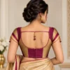 Vanki Arc Deepavali fusion saree blouse in wine and gold