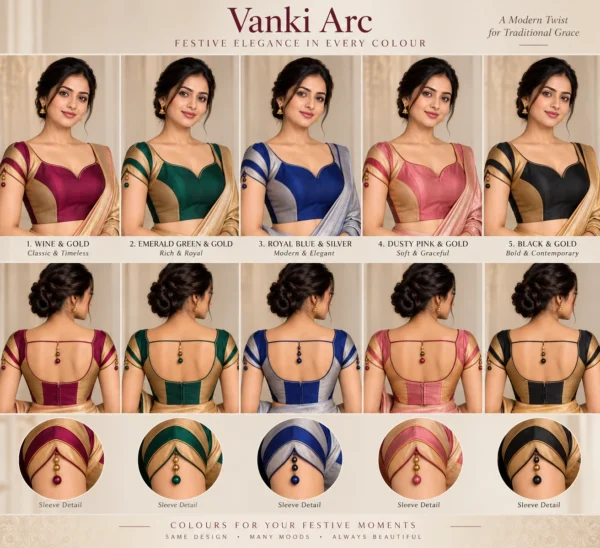 Vanki Arc Deepavali fusion saree blouse in wine and gold