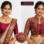 Detachable Bridal Aari Jacket Wine Theme