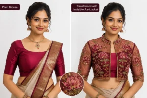 Detachable Bridal Aari Jacket Wine Theme