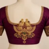 Gandaberunda bridal blouse design with gold Aari embroidery
