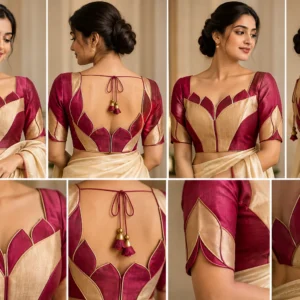 Lotus Shield Deepavali Special Designer Fusion Saree Blouse