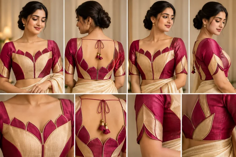 Lotus Shield Deepavali Special Designer Fusion Saree Blouse