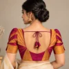 Firework Burst Deepavali fusion saree blouse with radiating pleats and two-colour design