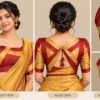 Close-up of Saree Ribbon blouse neckline and layered fabric construction