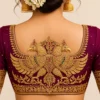 Gandaberunda bridal blouse back design with gold Aari embroidery