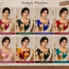 Temple Window Deepavali fusion saree blouse with geometric cut-out and colour blocking