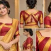 Close-up of Saree Ribbon blouse neckline and layered fabric construction